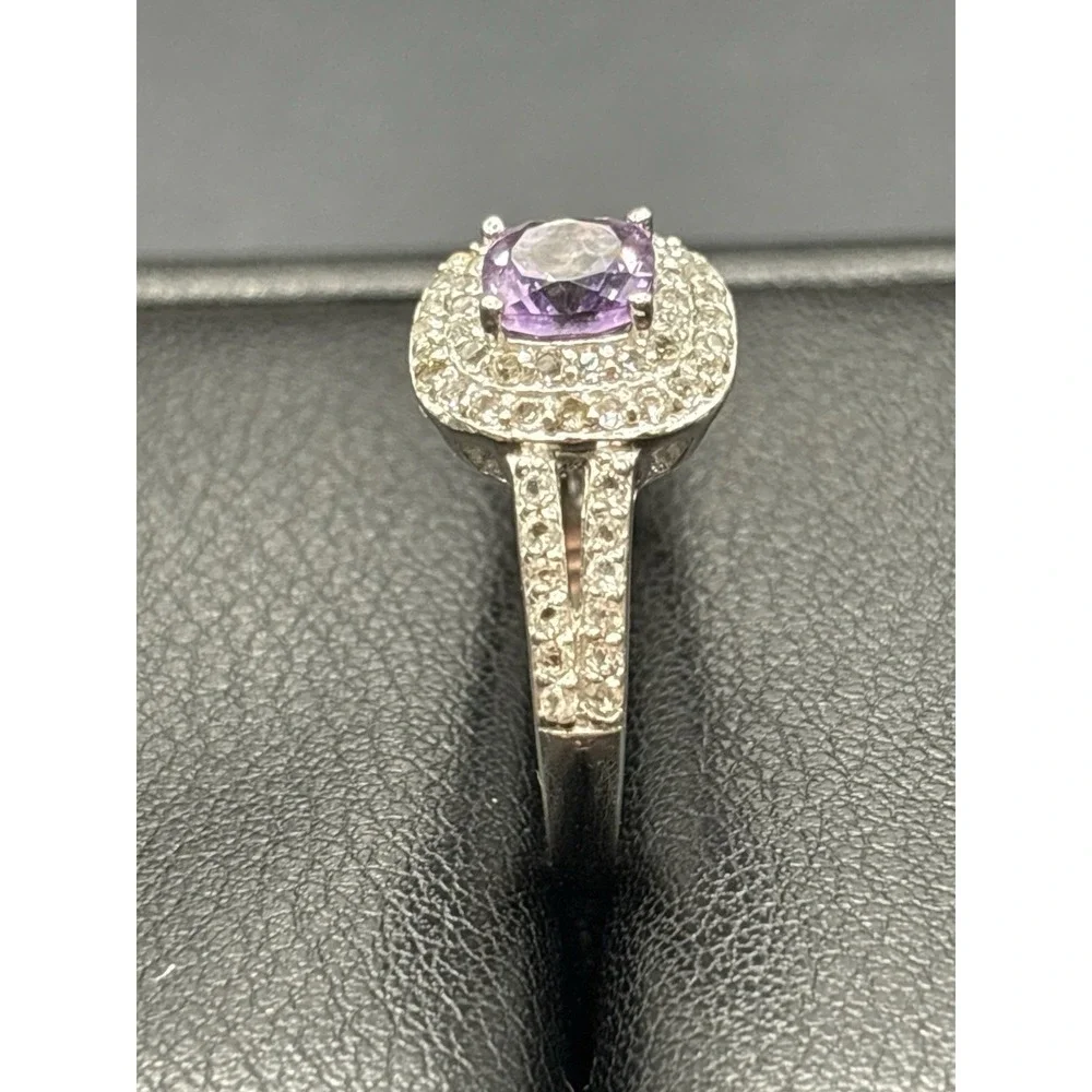 EUC Sterling Silver Purple Cubic Zirconia Ring Size 10 F9